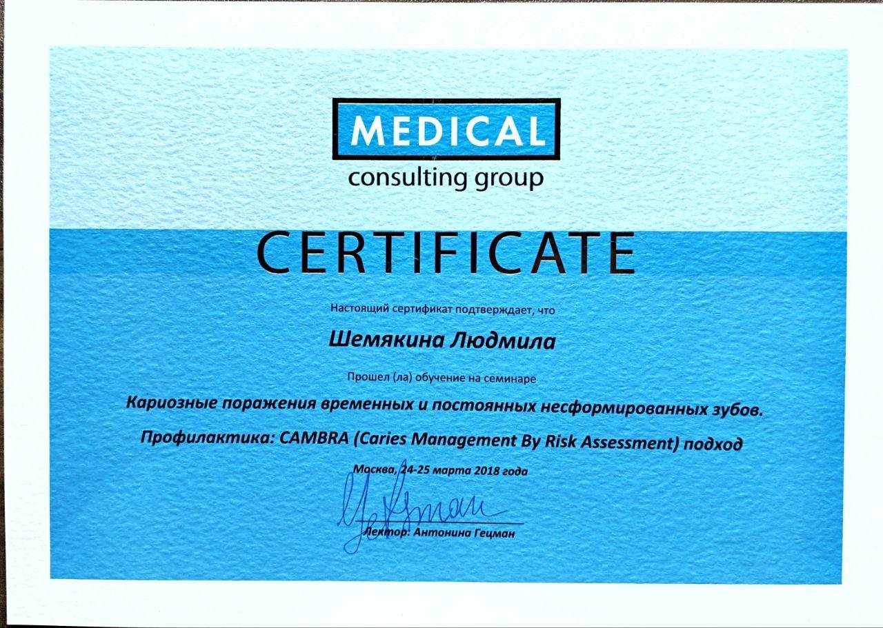 Диплом или сертификат — Шемякина Людмила Евгеньевна