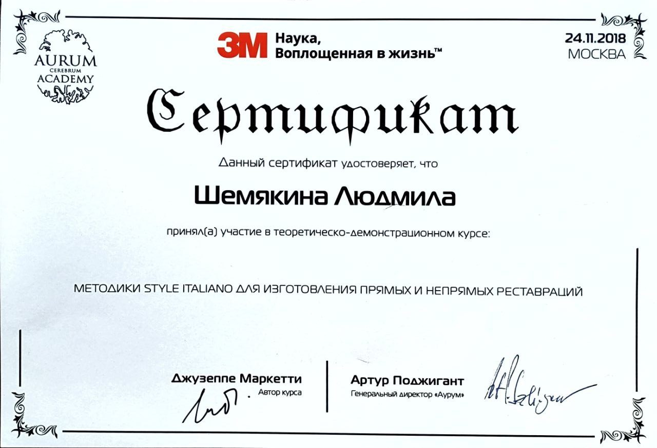 Диплом или сертификат — Шемякина Людмила Евгеньевна